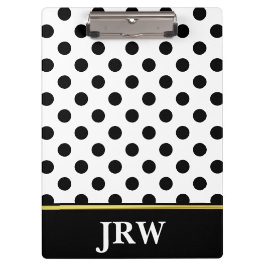 カスタムでモノグラムのな白黒水玉模様 クリップボード (正面)