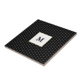 カスタムでモノグラムのな白黒水玉模様 タイル (側面)