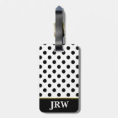 カスタムでモノグラムのな白黒水玉模様 ラゲッジタグ (裏面縦)
