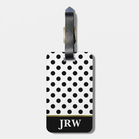カスタムでモノグラムのな白黒水玉模様 ラゲッジタグ (裏面縦)