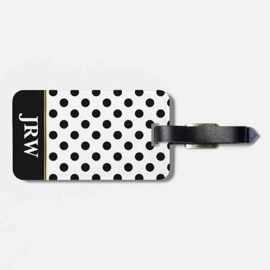 カスタムでモノグラムのな白黒水玉模様 ラゲッジタグ (裏面横)