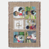 カスタムでモノグラムのな5つの写真のコラージュのバーラップ一見 スローブランケット (正面縦)