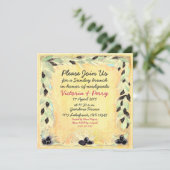 カスタムで地中海のなオリーブ及び黄色い昼食会- 招待状 (スタンド正面)