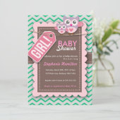 カスタムで多彩なフクロウのベビーシャワーの招待 招待状 (スタンド正面)