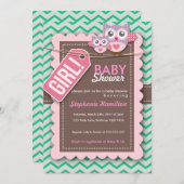 カスタムで多彩なフクロウのベビーシャワーの招待 招待状 (正面/裏面)