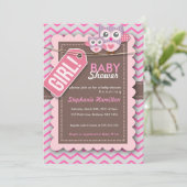 カスタムで多彩なフクロウの花のベビーシャワーの招待 招待状 (スタンド正面)