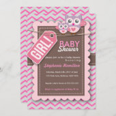 カスタムで多彩なフクロウの花のベビーシャワーの招待 招待状 (正面/裏面)