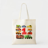 カスタムで大きいトラックの第1ベビーの誕生日 トートバッグ (正面)