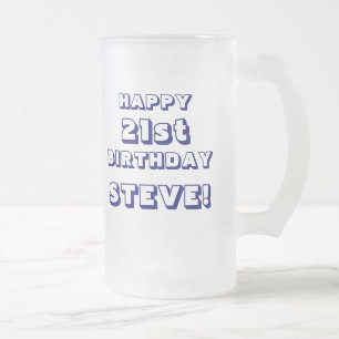 カスタムで幸せな第21誕生日によって曇らされるビールのジョッキ フロストグラスビールジョッキ