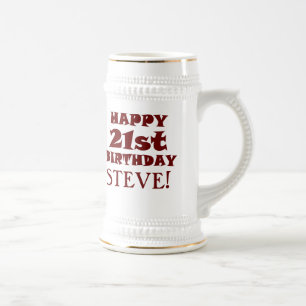 カスタムで幸せな第21誕生日ビールステイン ビールジョッキ