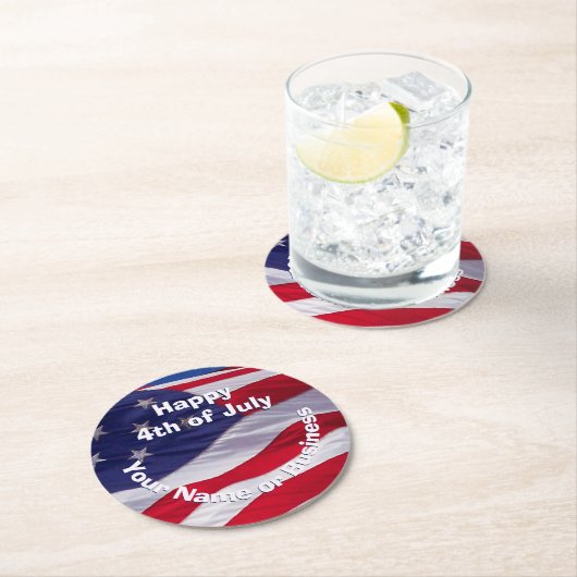 カスタムで愛国心が強い米国の旗 ラウンドペーパーコースター (インサイチュ)