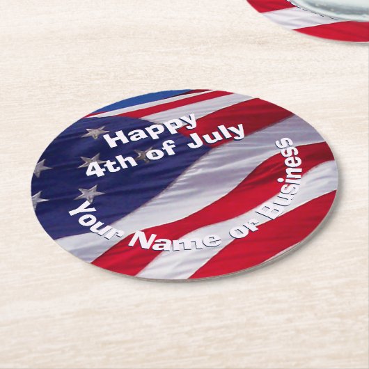 カスタムで愛国心が強い米国の旗 ラウンドペーパーコースター (アングル)