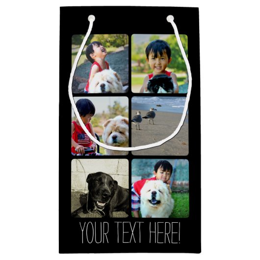 カスタムで数々のな写真のモザイク写真のコラージュ スモールペーパーバッグ (裏面)