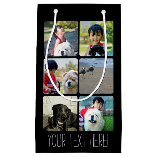 カスタムで数々のな写真のモザイク写真のコラージュ スモールペーパーバッグ (正面)