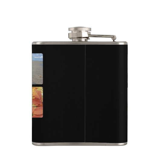 カスタムで数々のな写真のモザイク写真のコラージュ フラスク (裏面)