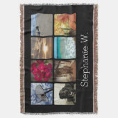 カスタムで数々のな写真の名前のモザイク写真のコラージュ スローブランケット (正面縦)