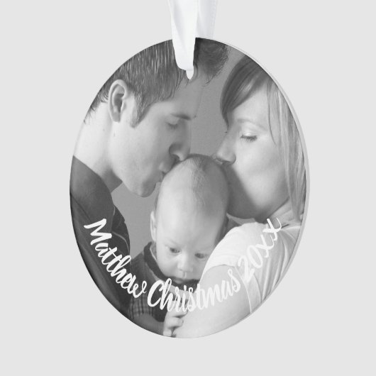 カスタムで新しい親ベビーの写真の休日 オーナメント (正面)