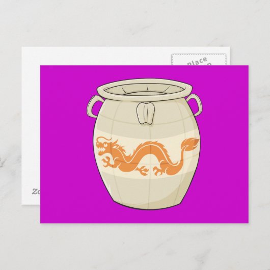 カスタムで旧式な東洋の中国のなつぼの瓶の招待 インビテーションポストカード (正面/裏面)