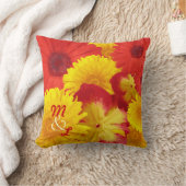 カスタムで明るく赤いデイジーの黄色の菊 クッション (ブランケット)