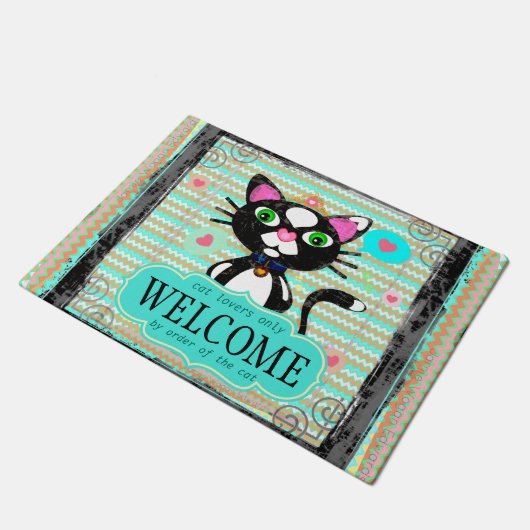 カスタムで王室のなプリンセスの猫好きの歓迎されたドア・マット ドアマット (アングル)