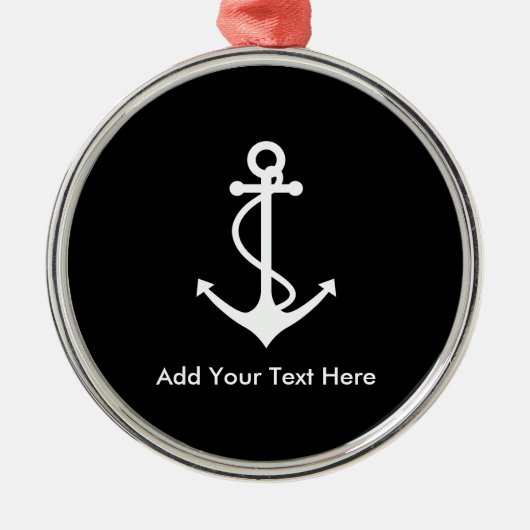 カスタムで白いいかりはあなた自身の文字を加えます メタルオーナメント (正面)