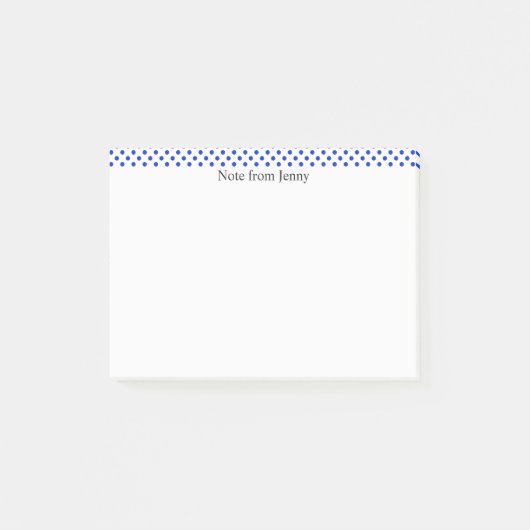 カスタムで白い一流の文字の青い水玉模様 ポストイット (正面)