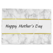 カスタムで白い大理石の一見の幸せな母の日 ラージペーパーバッグ (裏面)