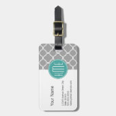 カスタムで真新しいモノグラムを持つ灰色のクローバー ラゲッジタグ (正面縦)