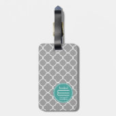 カスタムで真新しいモノグラムを持つ灰色のクローバー ラゲッジタグ (裏面縦)