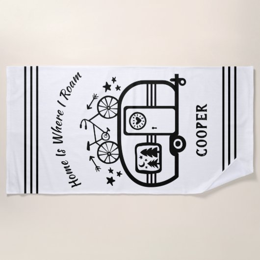 カスタムで素朴なキャンプのキャンピングカートレーラーRvのライフスタイル ビーチタオル (正面)