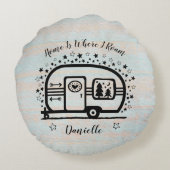 カスタムで素朴なキャンプのキャンピングカートレーラーRvのライフスタイル ラウンドクッション (裏面)