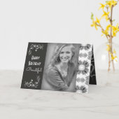 カスタムで美しい誕生日w/Photo カード (黄色い花)