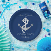 カスタムで航海ので青い及び銀製の誕生日のプレート ペーパープレート (パーティー)