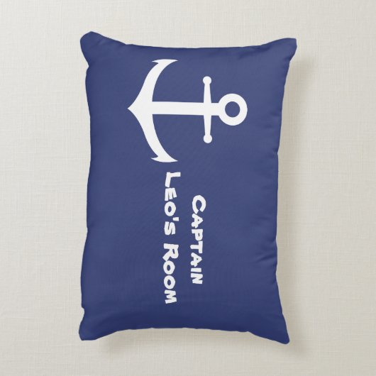 カスタムで航海のないかりの青及び白いアクセントの枕 アクセントクッション (裏面(縦))