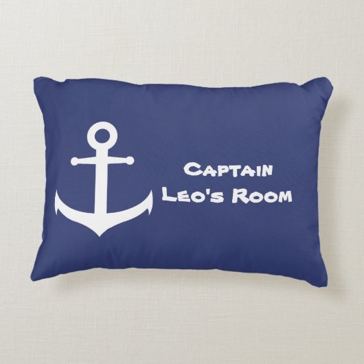 カスタムで航海のないかりの青及び白いアクセントの枕 アクセントクッション (裏面)