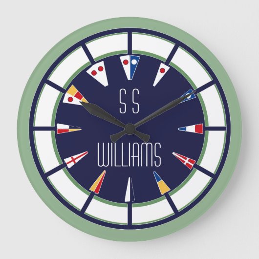 カスタムで航海のな旗の数柱時計 ラージ壁時計 (正面)