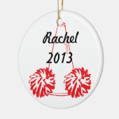 カスタムで赤いチアリーティングのオーナメント セラミックオーナメント (左)