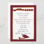 カスタムで赤い卒業のパーティの招待状 招待状 (正面/裏面)