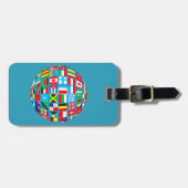 カスタムで赤い地球の世界の国旗の地図、荷物のラベル ラゲッジタグ (正面横)