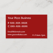 カスタムで赤く白い緑ピザ名刺 名刺 (裏面)