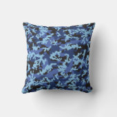 カスタムで青い迷彩柄の枕クッション クッション (裏面)