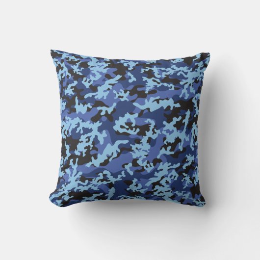 カスタムで青い迷彩柄の枕クッション クッション (正面)