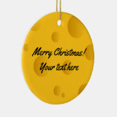 カスタムで黄色いスイスチーズの写真のクリスマスツリー セラミックオーナメント (右)