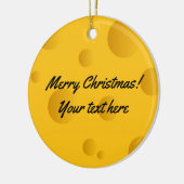 カスタムで黄色いスイスチーズの写真のクリスマスツリー セラミックオーナメント (左)