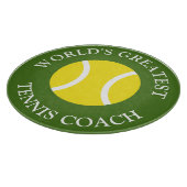 カスタムで黄色いテニス・ボールの誕生会のギフト カッティングボード (角)