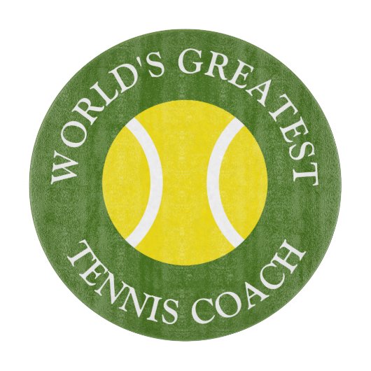 カスタムで黄色いテニス・ボールの誕生会のギフト カッティングボード (正面)