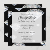 カスタムで黒いジュエリーのパーティの招待状 招待状 (正面/裏面)