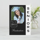 カスタムで黒い写真の卒業の発表 案内状 (スタンド正面)
