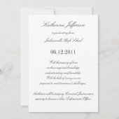 カスタムで黒い写真の卒業の発表 案内状 (裏面)