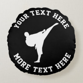 カスタムで黒い空手の蹴りの武道 ラウンドクッション
